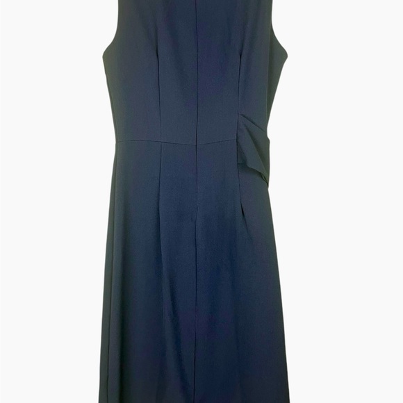 Tahari Navy Blue Sheath Dress with Gold Hardware on Belt w/ Front Slit Size 4 - Picture 5 of 13